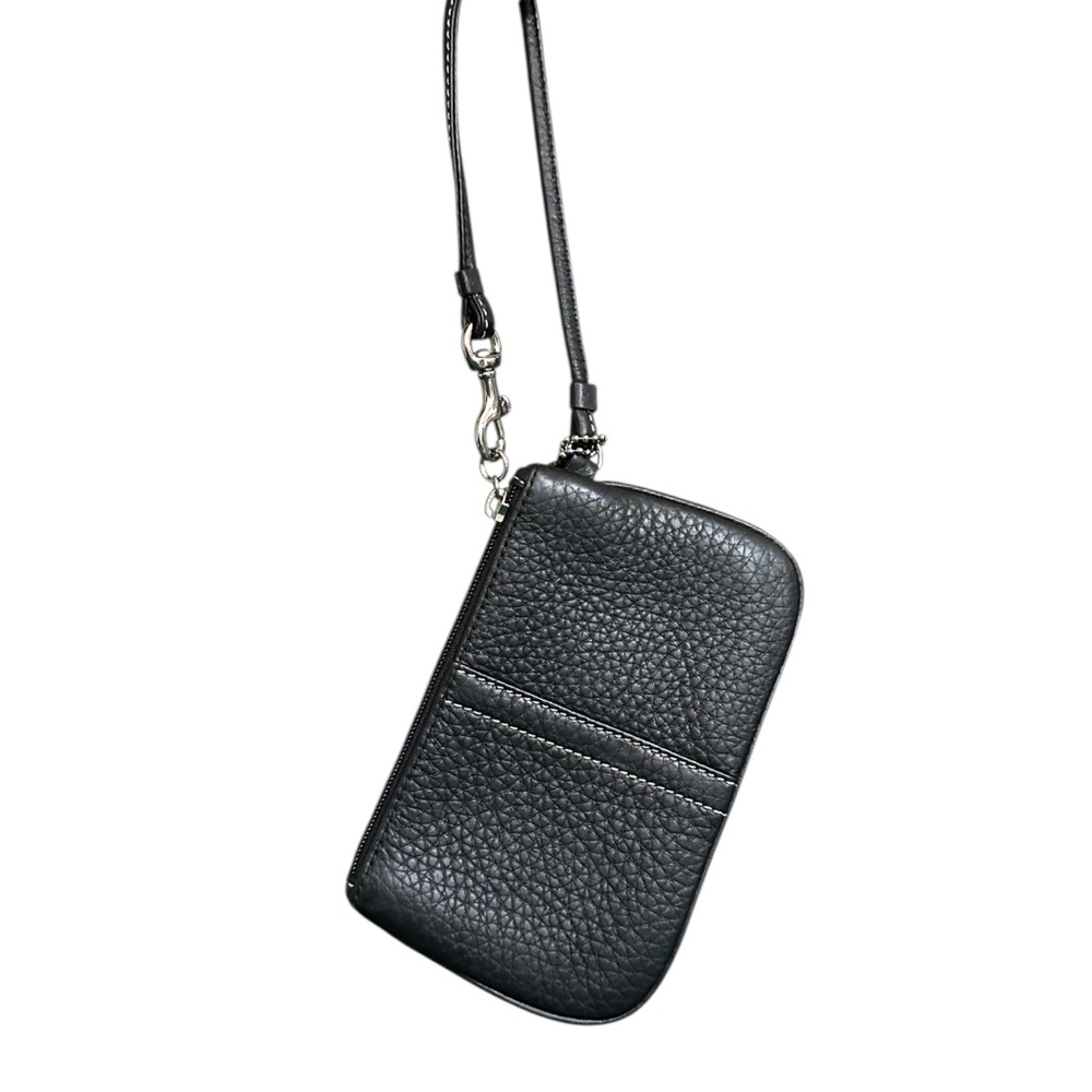 Coach Retro Pebbled Black Leather Wristlet